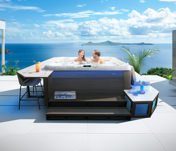 Calspas hot tub being used in a family setting - Albany